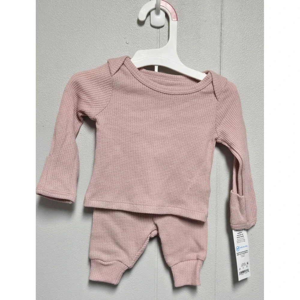 Carter's Just One You Newborn Waffle Knit 2pc Set Dusty Rose 1U214810